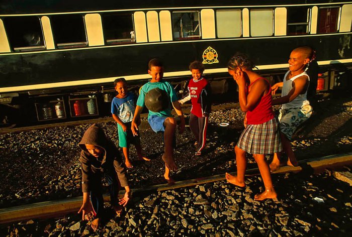 South Africa - Rovos Rail - Barefoot children playing football