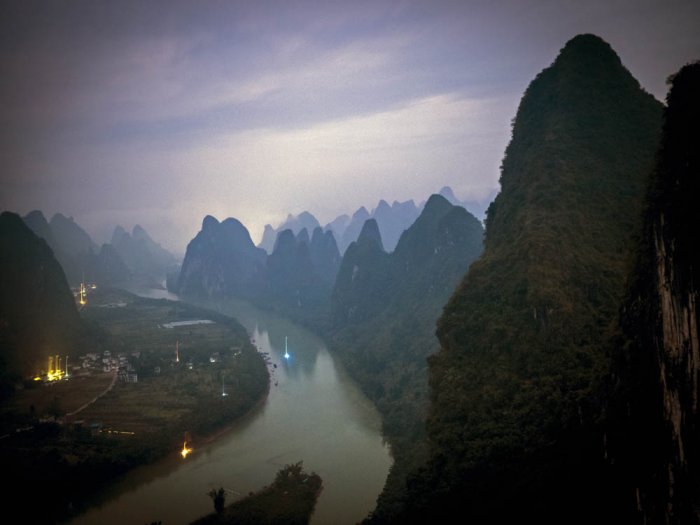 China - Li River surrounded by Karst Mountains - Guangxi Province